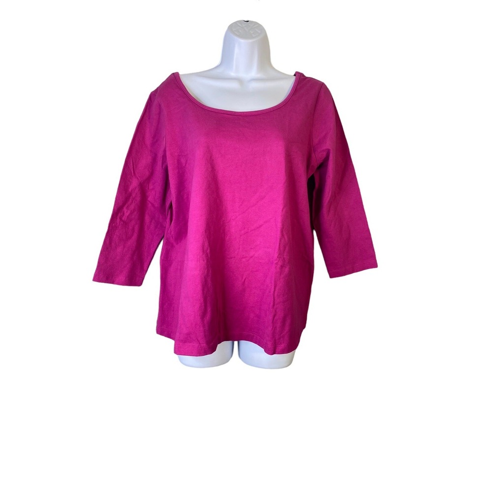 Jessica London Womens 3/4 Sleeve Shirt Scoop Neck Blouse in‎ Pink Size 12